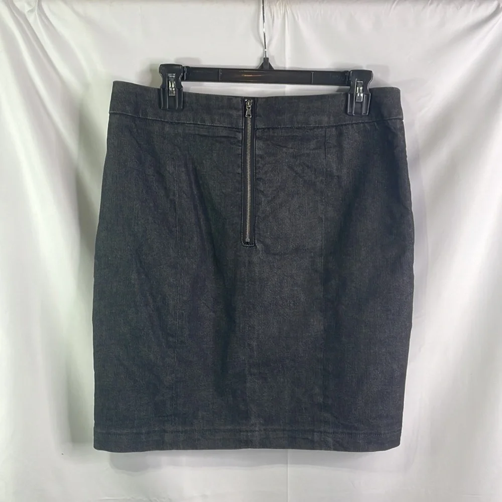 Talbots black denim skirt with side pockets and back zip